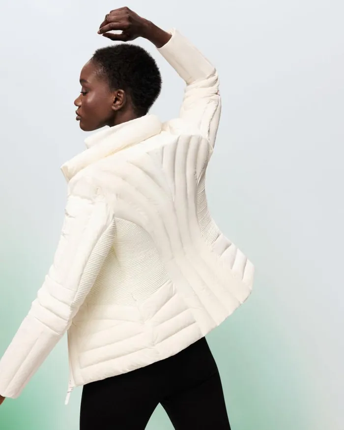 Light Down Jackets Women Mackage ALMA Smocked Detail Light Down Jacket White