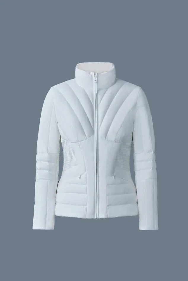 Light Down Jackets Women Mackage ALMA Smocked Detail Light Down Jacket White