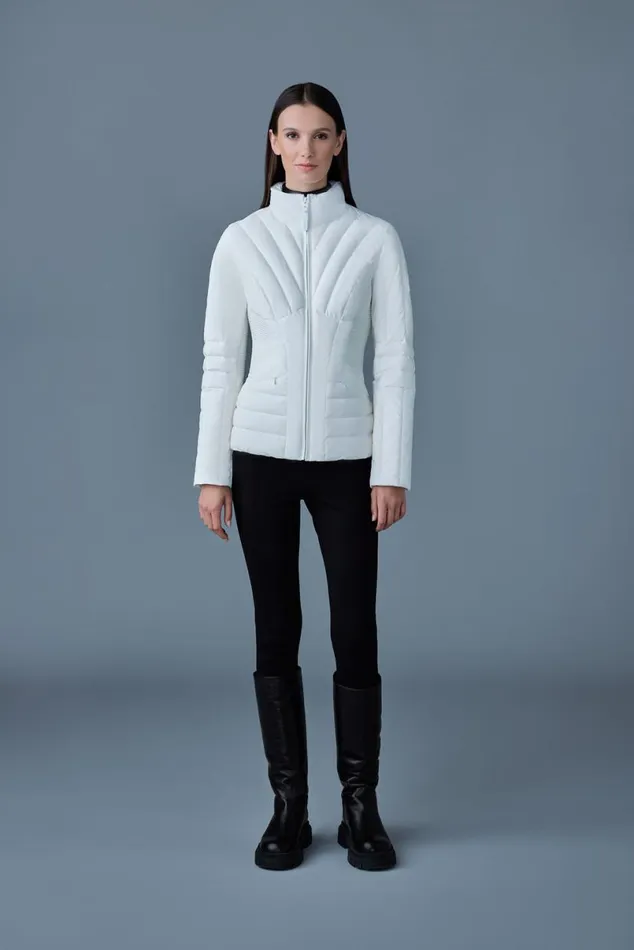 Light Down Jackets Women Mackage ALMA Smocked Detail Light Down Jacket White
