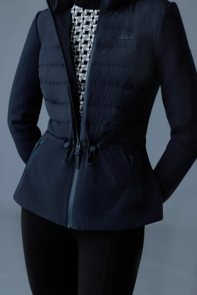 Light Jackets Women Mackage LAIKA Hybrid Down Jacket With Peplum Black