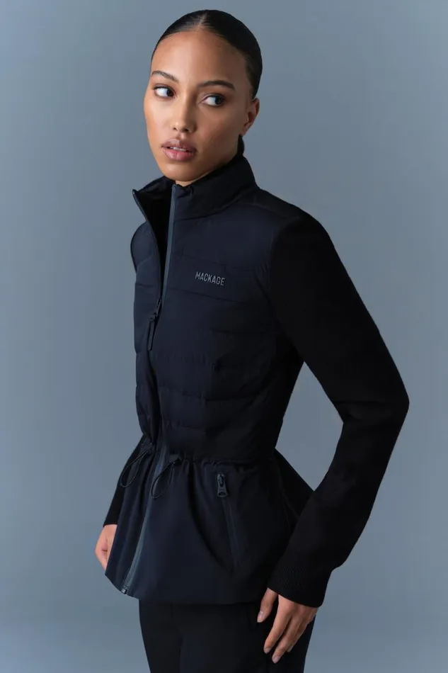 Light Jackets Women Mackage LAIKA Hybrid Down Jacket With Peplum Black