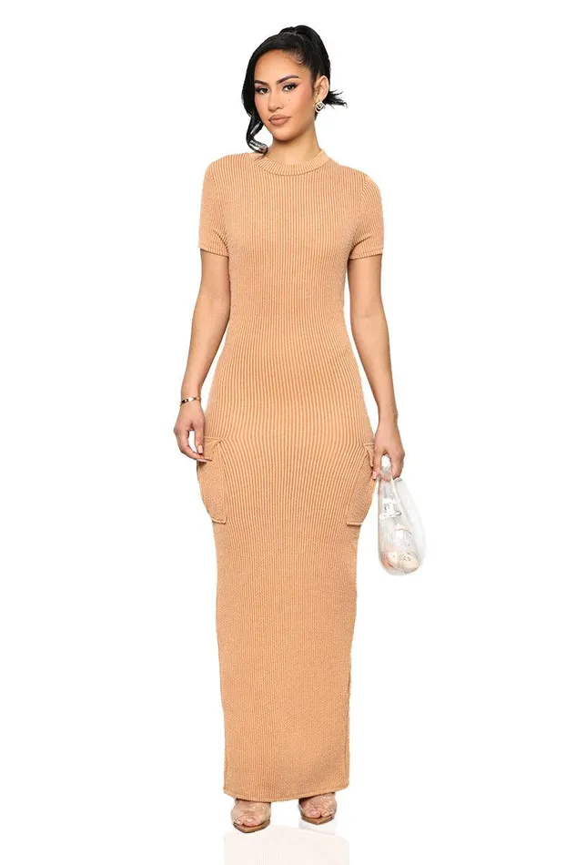 Lilly039s Kloset Dresses Women Casual Mock Neck Dress TanFINAL SALE