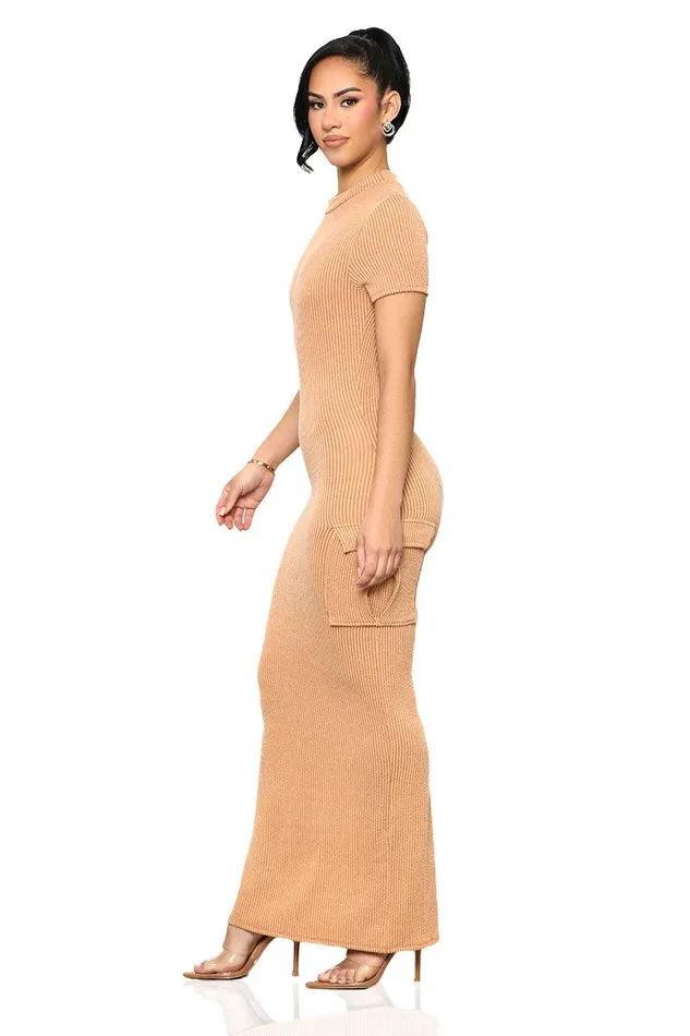 Lilly039s Kloset Dresses Women Casual Mock Neck Dress TanFINAL SALE