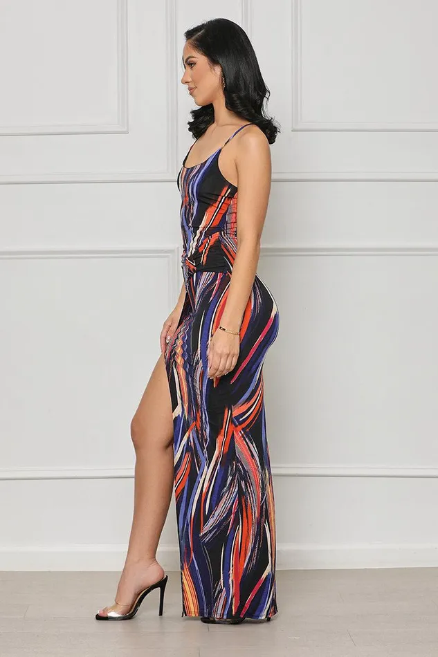Lilly039s Kloset Dresses Women Midnight Vibe High Slit Dress Black MultiFINAL SALE
