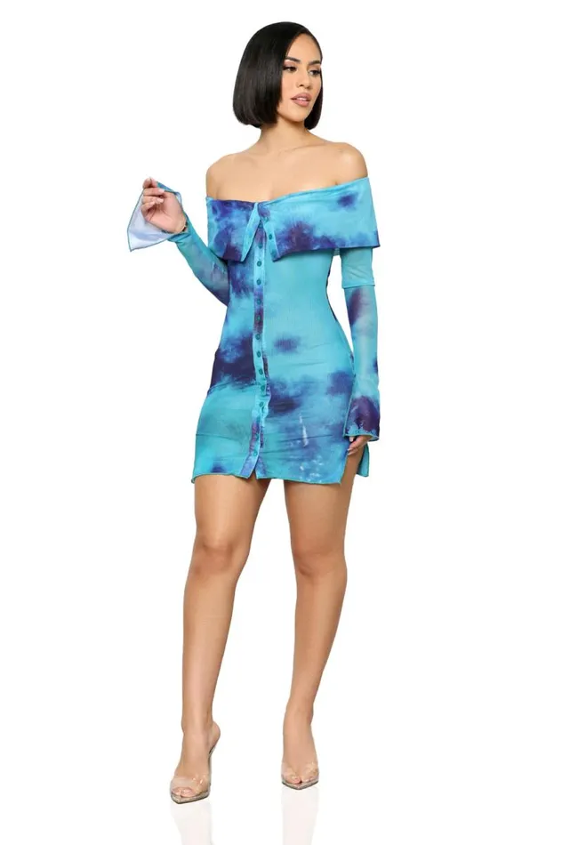 Lilly039s Kloset Dresses Women Paint The Town Mini Dress Blue FINAL SALE