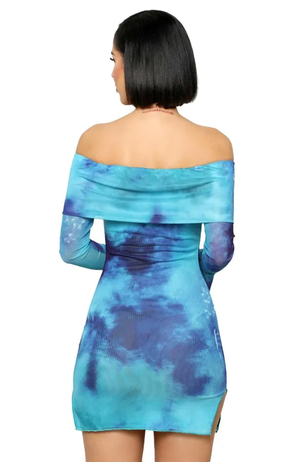 Lilly039s Kloset Dresses Women Paint The Town Mini Dress Blue FINAL SALE