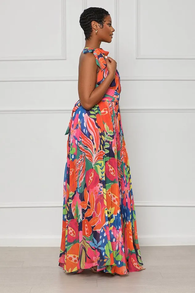 Lilly039s Kloset Dresses Women Seas The Day Halter Top Maxi Dress Pink Multi FINAL SALE