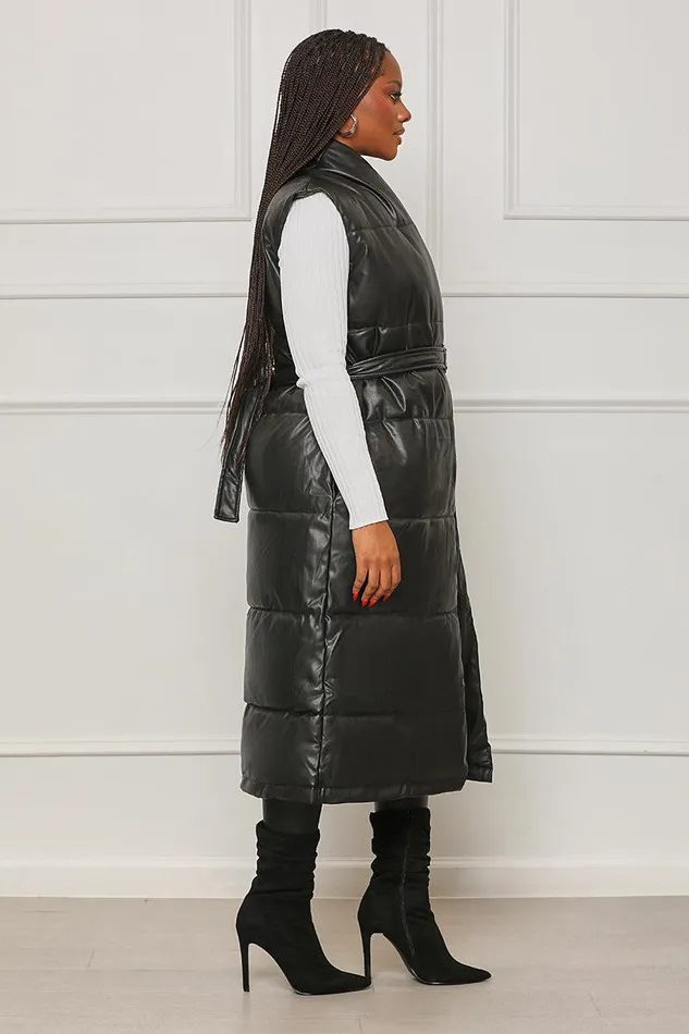 Lilly039s Kloset Jackets and Coats Women Hard To Forget Faux Leather Longline Vest Black FINAL SALE
