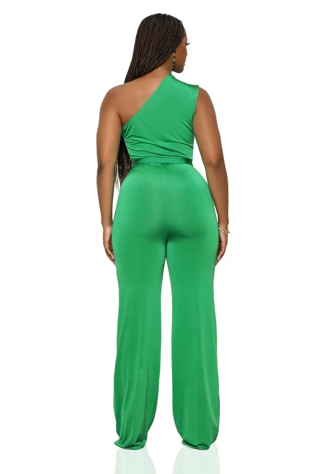 Lilly039s Kloset Jumpsuits and Rompers Women The Moment One Shoulder Jumpsuit Green FINAL SALE