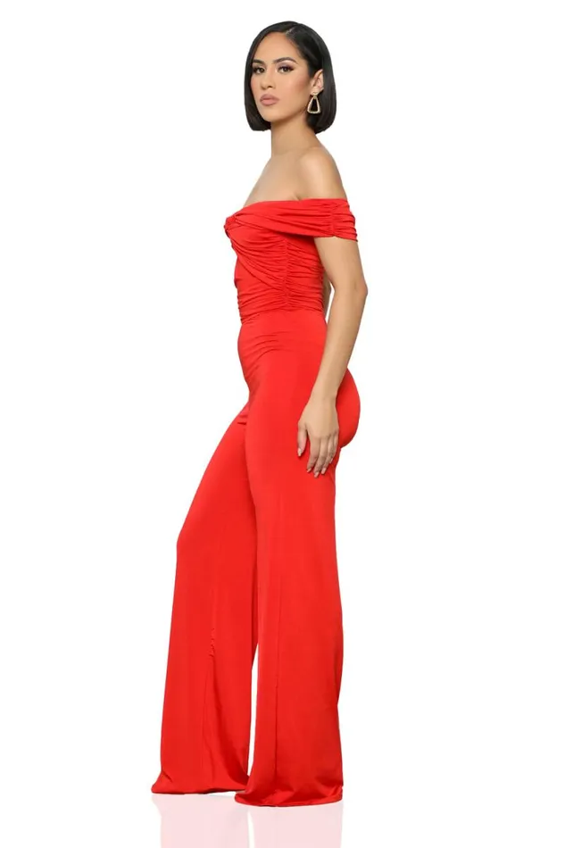 Lilly039s Kloset Jumpsuits and Rompers Women Twisted Off Shoulder Jumpsuit RedFINAL SALE