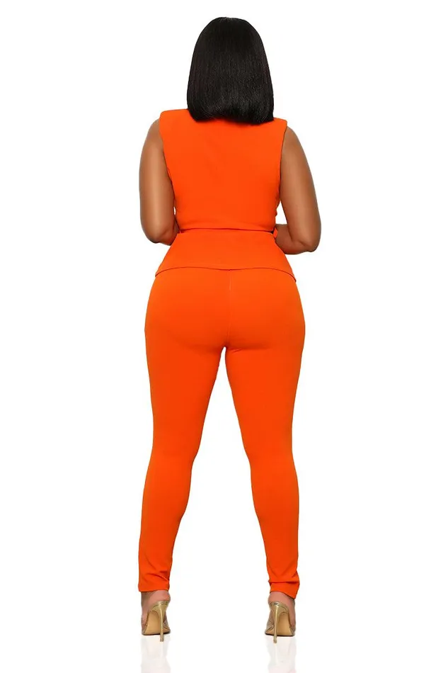 Lilly039s Kloset Sets Women Business Girl Pants Set OrangeFINAL SALE