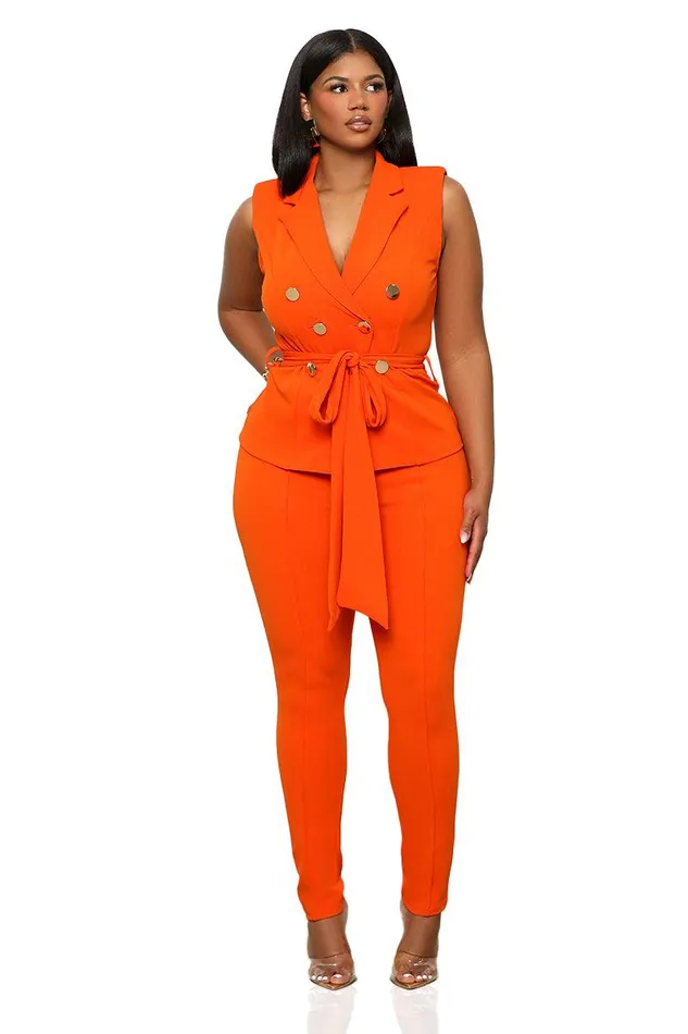 Lilly039s Kloset Sets Women Business Girl Pants Set OrangeFINAL SALE