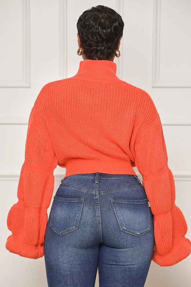 Lilly039s Kloset Tops Women Burst Your Bubble Cropped Sweater Orange FINAL SALE