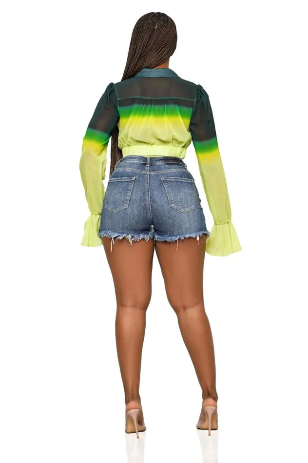 Lilly039s Kloset Tops Women Fade To Green Bell Sleeve TopFINAL SALE