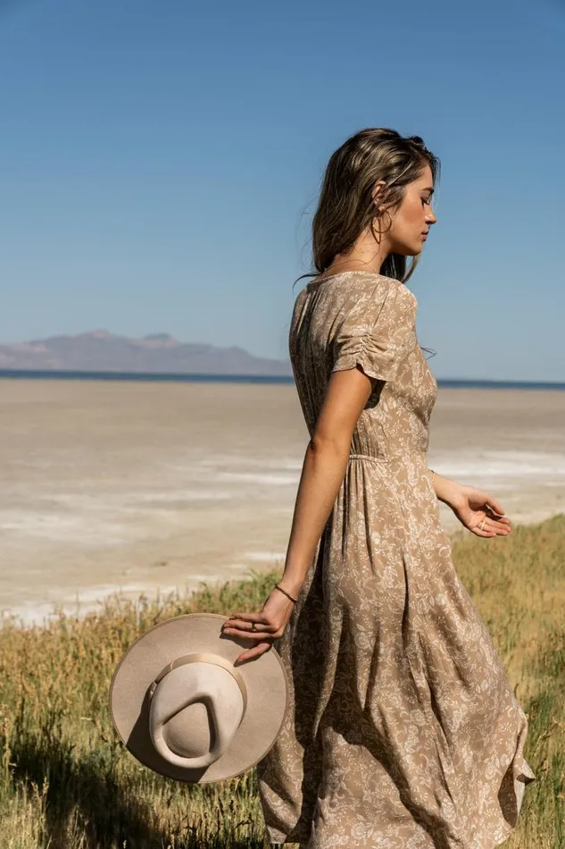 Lindsey Floral Dress In Taupe Taupe Women Bohme Dresses