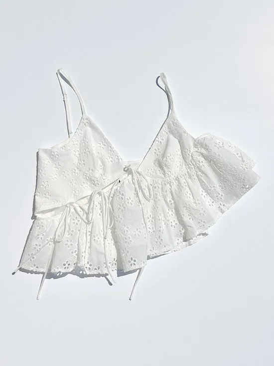 Lisa Says Gah Kimchi Top Milk Eyelet Women Tops