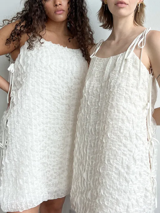 Lisa Says Gah Tara Tie Mini Dress Vanilla Ruffle Women Dresses