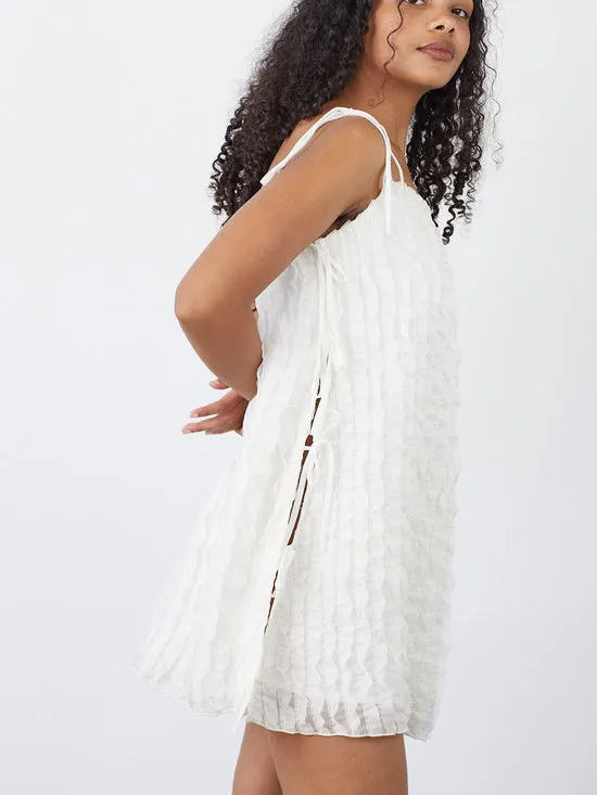 Lisa Says Gah Tara Tie Mini Dress Vanilla Ruffle Women Dresses