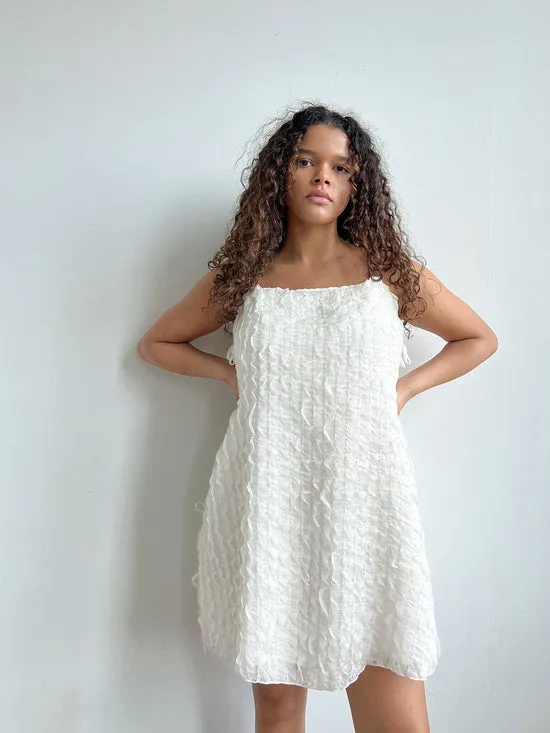 Lisa Says Gah Tara Tie Mini Dress Vanilla Ruffle Women Dresses