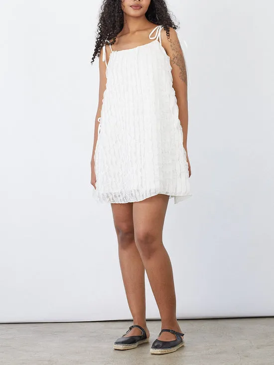 Lisa Says Gah Tara Tie Mini Dress Vanilla Ruffle Women Dresses