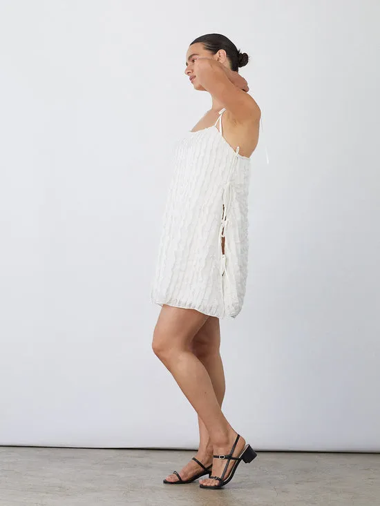 Lisa Says Gah Tara Tie Mini Dress Vanilla Ruffle Women Dresses