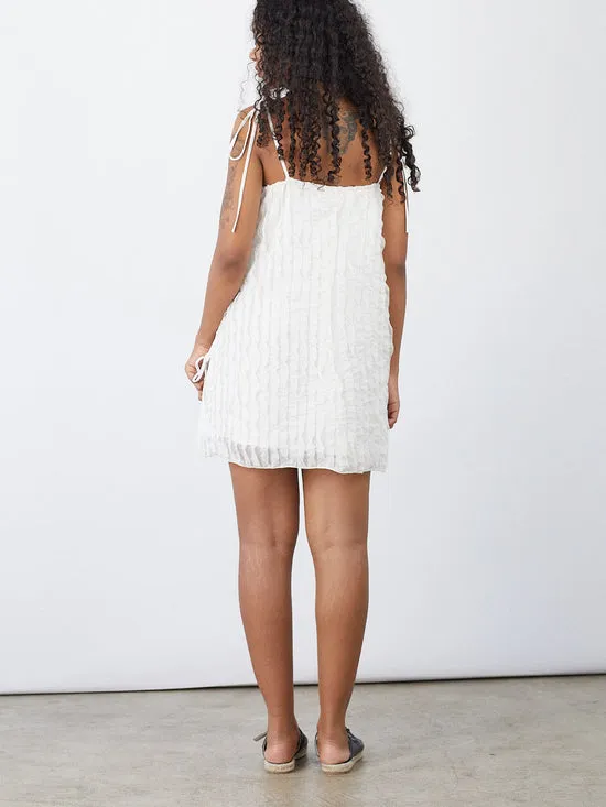 Lisa Says Gah Tara Tie Mini Dress Vanilla Ruffle Women Dresses