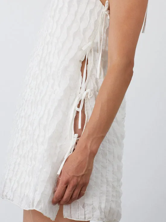 Lisa Says Gah Tara Tie Mini Dress Vanilla Ruffle Women Dresses