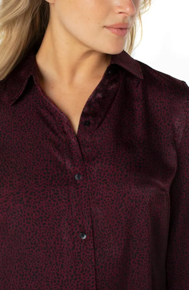 Liverpool Los Angeles BUTTON UP WOVEN BLOUSE Mini Leopard Print Women WOVEN TOPS