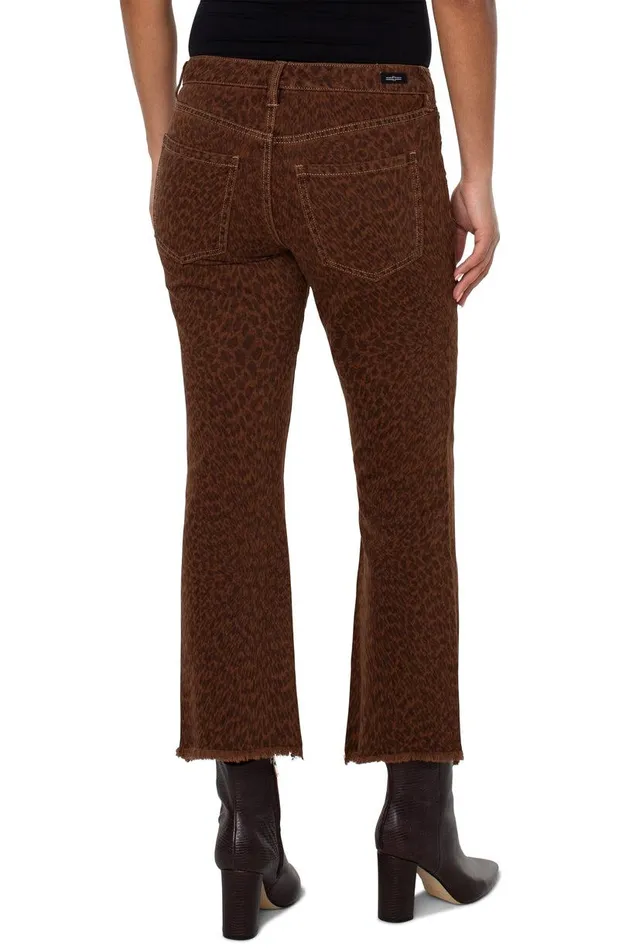 Liverpool Los Angeles HANNAH CROP FLARE WITH FRAY HEM Abstract Animal Print Women CROPS