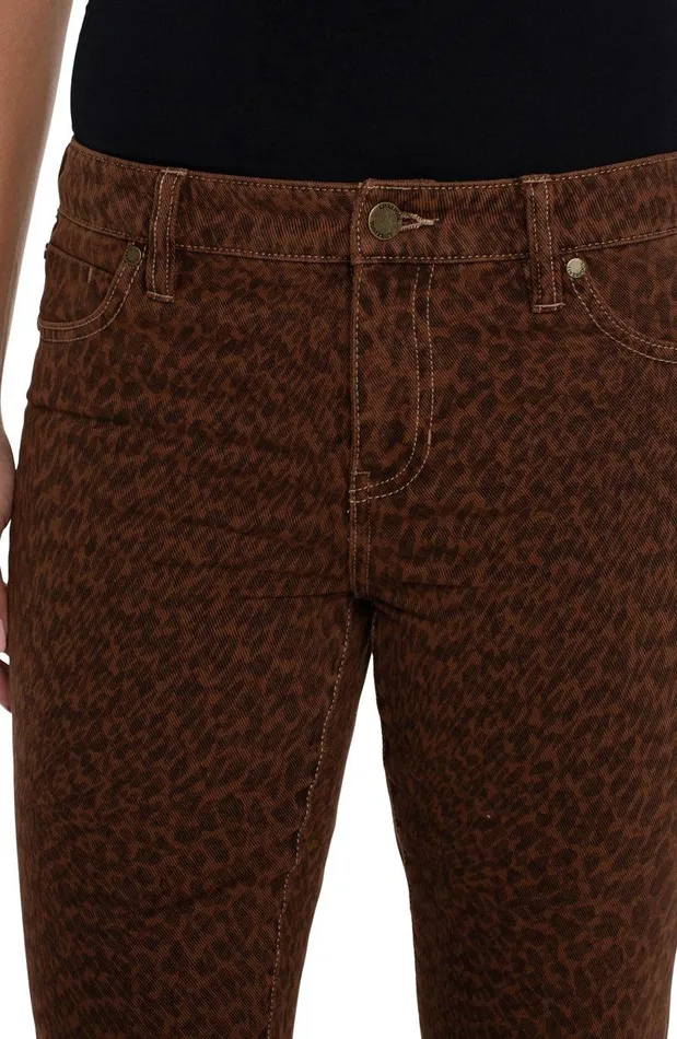 Liverpool Los Angeles HANNAH CROP FLARE WITH FRAY HEM Abstract Animal Print Women CROPS