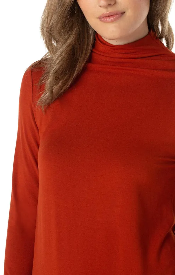 Liverpool Los Angeles MOCK NECK LONG SLEEVE KNIT TOP Terracotta Women KNIT TOPS