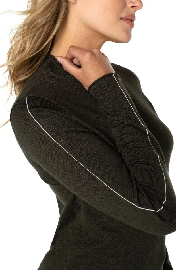 Liverpool Los Angeles MOCK NECK ROLLED HEM LONG SLEEVE SWEATER Forest Green Women SWEATERS