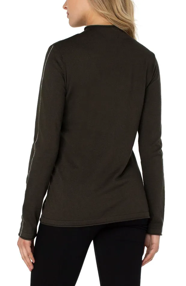 Liverpool Los Angeles MOCK NECK ROLLED HEM LONG SLEEVE SWEATER Forest Green Women SWEATERS