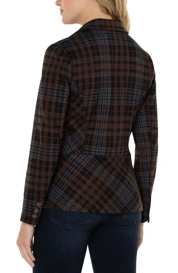 Liverpool Los Angeles NOTCH COLLAR BLAZER Black Brownstone Tartan Women BLAZERS