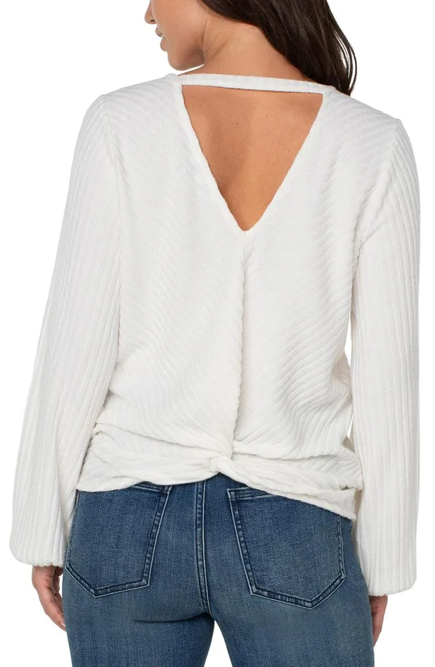 Liverpool Los Angeles TWIST BACK LONG SLEEVE KNIT Cream Women SWEATERS