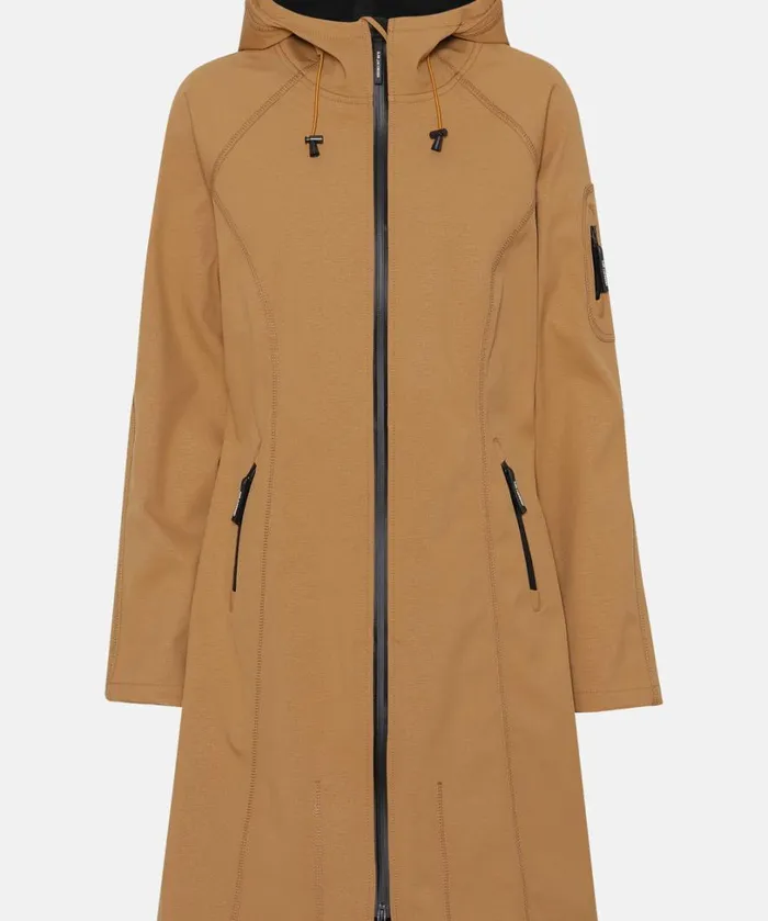 Long Soft Shell Raincoat 8211 Cashew Rainwear Ilse Jacobsen Raincoats