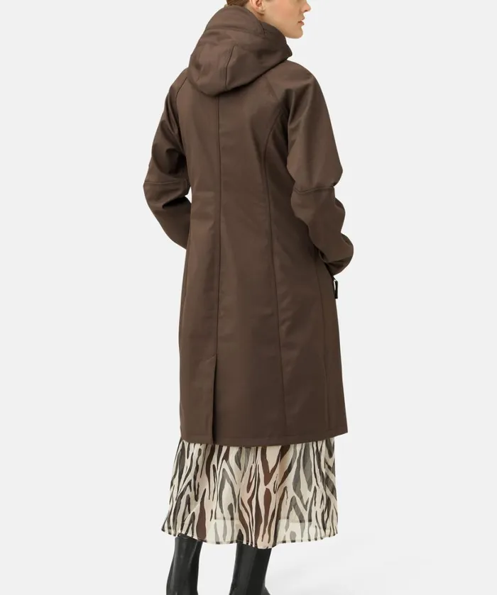 Long Soft Shell Raincoat 8211 Chocolate Brown Rainwear Ilse Jacobsen Raincoats