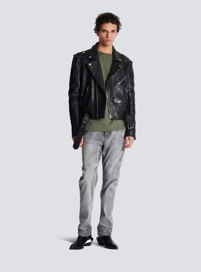 Loose Tshirt With Signature Embroidery Khaki Men Balmain TShirts