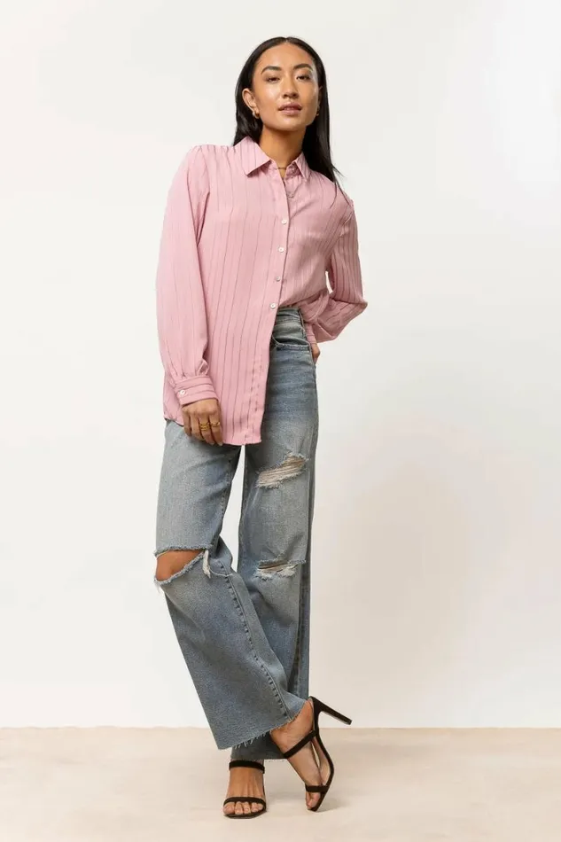 Loren Button Up In Pink 8211 FINAL SALE Pink Women Bohme Tops