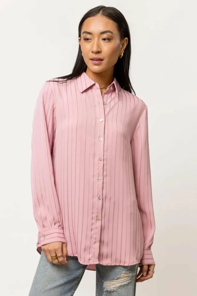 Loren Button Up In Pink 8211 FINAL SALE Pink Women Bohme Tops