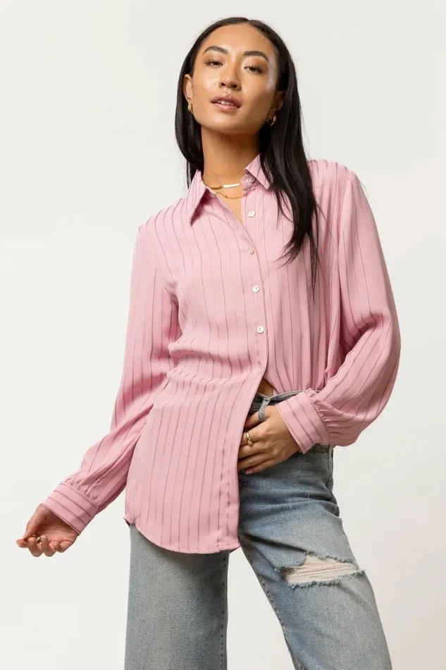 Loren Button Up In Pink 8211 FINAL SALE Pink Women Bohme Tops