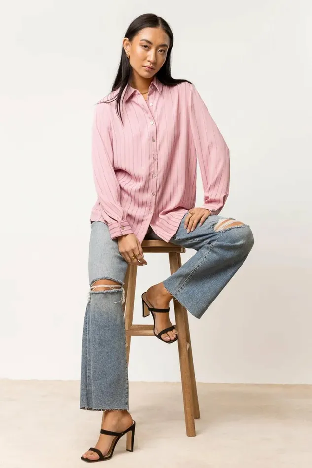 Loren Button Up In Pink 8211 FINAL SALE Pink Women Bohme Tops
