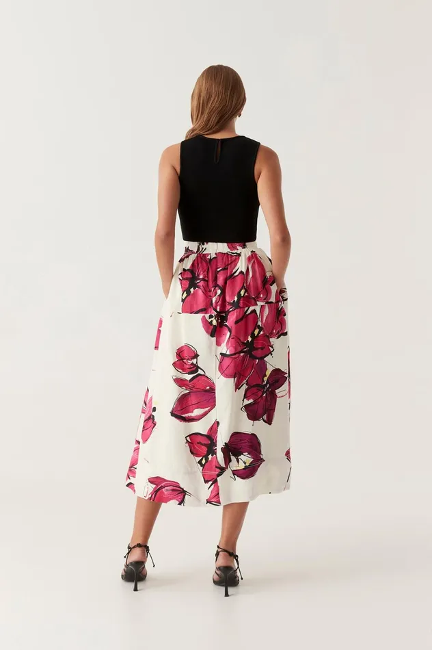 Lottie Gathered Midi Skirt Falling Florals Women Aje Skirts
