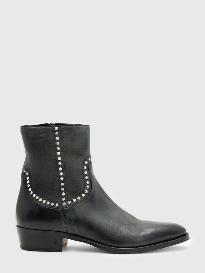 LUDLOW STUDDED BOOT Black ShoesLeather John Varvatos Leather Boots