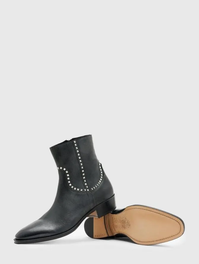 LUDLOW STUDDED BOOT Black ShoesLeather John Varvatos Leather Boots
