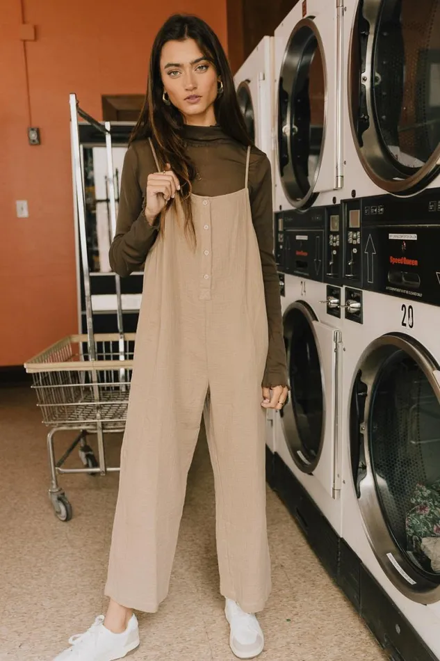 Mackenzie Jumpsuit In Tan Tan Women Bohme Jumpsuits and Overalls