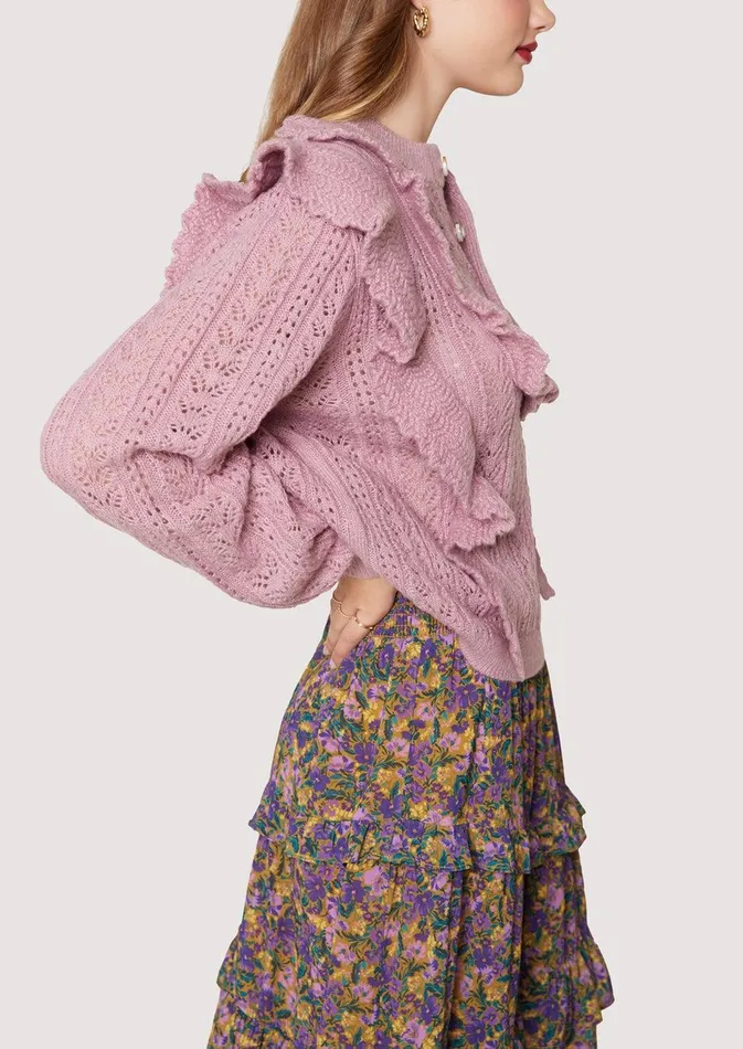 Maddy Ruffle Polo Top Dustymauve Women Lost Wander Sweaters