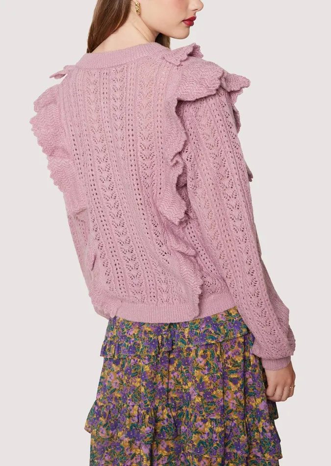 Maddy Ruffle Polo Top Dustymauve Women Lost Wander Sweaters