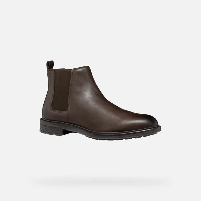 Man Geox Ankle Boots WALK PLEASURE MAN Coffee Chelsea Boots Coffee