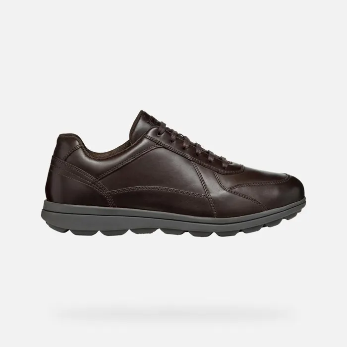 Man Geox Casual Shoes SPHERICA EC12 Men039s Coffee Leather Sneakers Geox Coffee